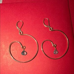 Elegant custom made gemstone Gold tone pierced earrings